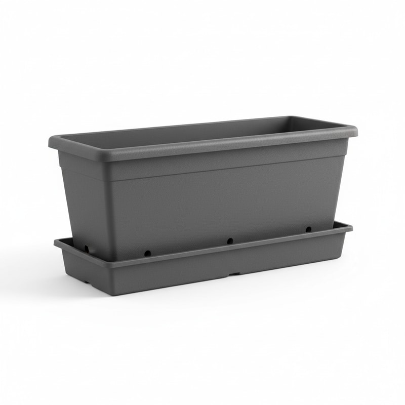 Rectangular Window Box Planter with Drainage Tray