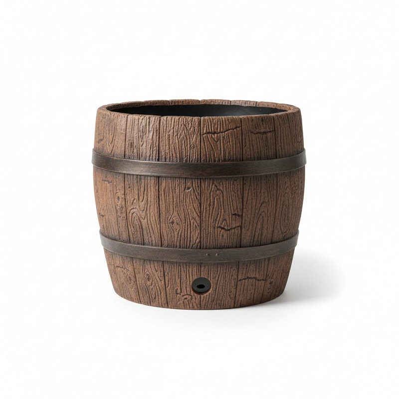 Large Outdoor Resin Whiskey Barrel Planter with Drainage