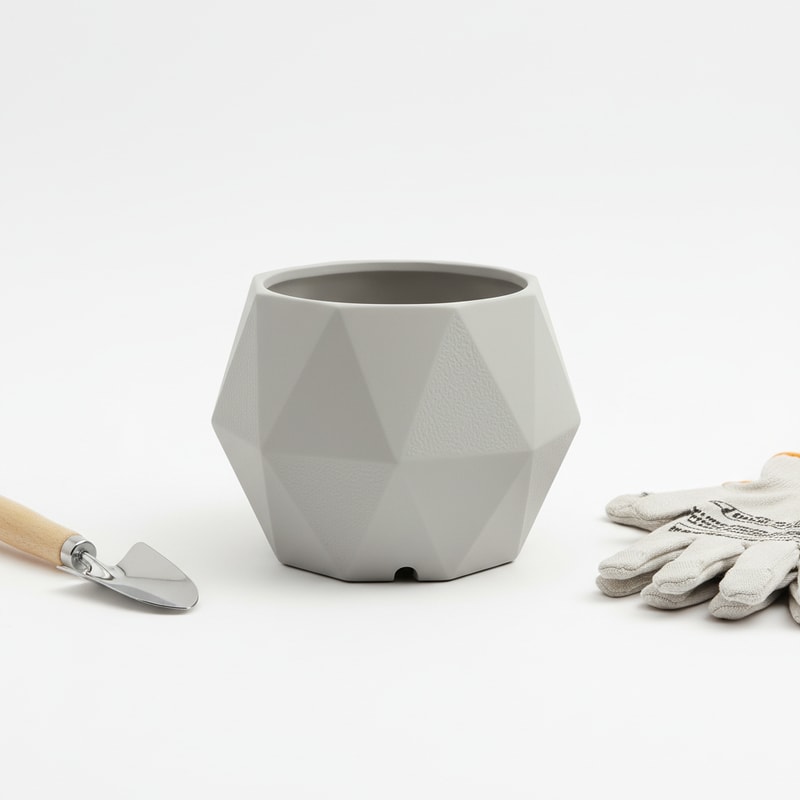 Round Modern Geometric Ceramic Planter for Desktop Decor