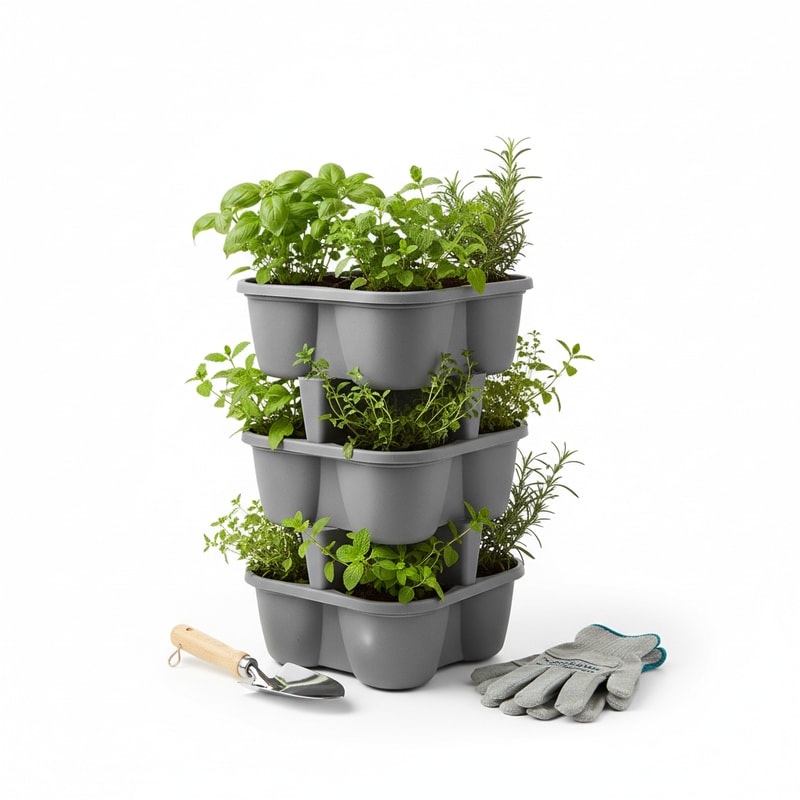Stackable Vertical Garden Planter for Balcony Herb Growing