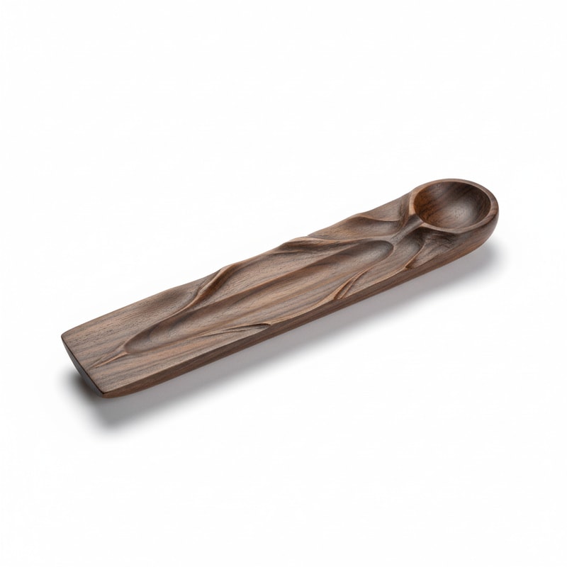 Artisan Hand-Carved Wooden Incense Ash Catcher Tray