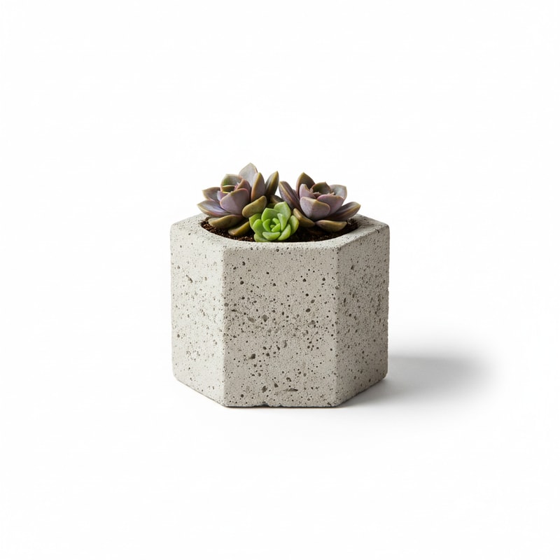Small Concrete Planter for Succulents Hexagon Shape