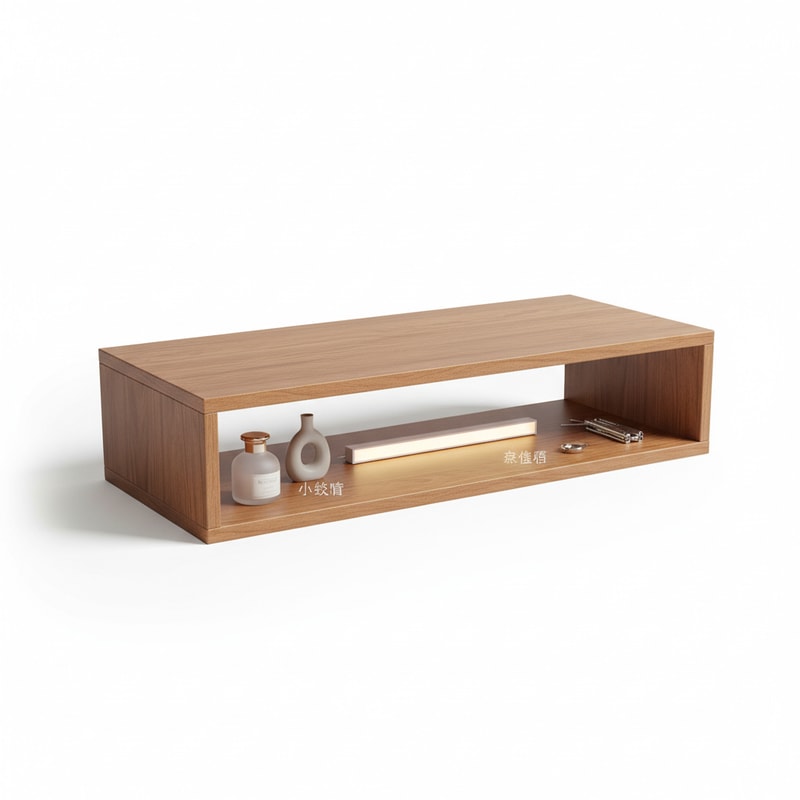 Dual Monitor Riser with Storage Shelf Wood Finish