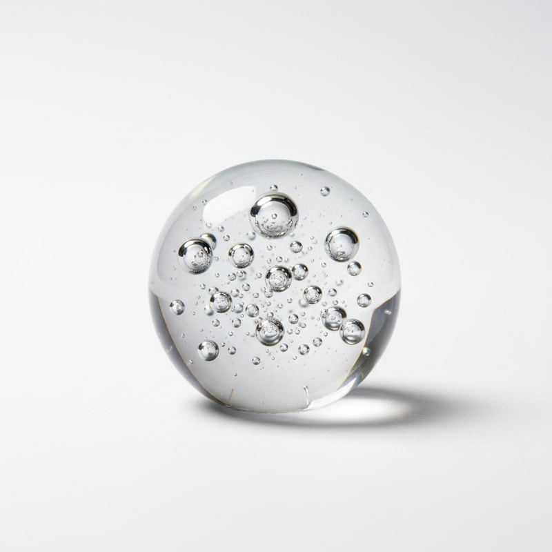 Decorative Glass Paperweight with Bubble Inclusions