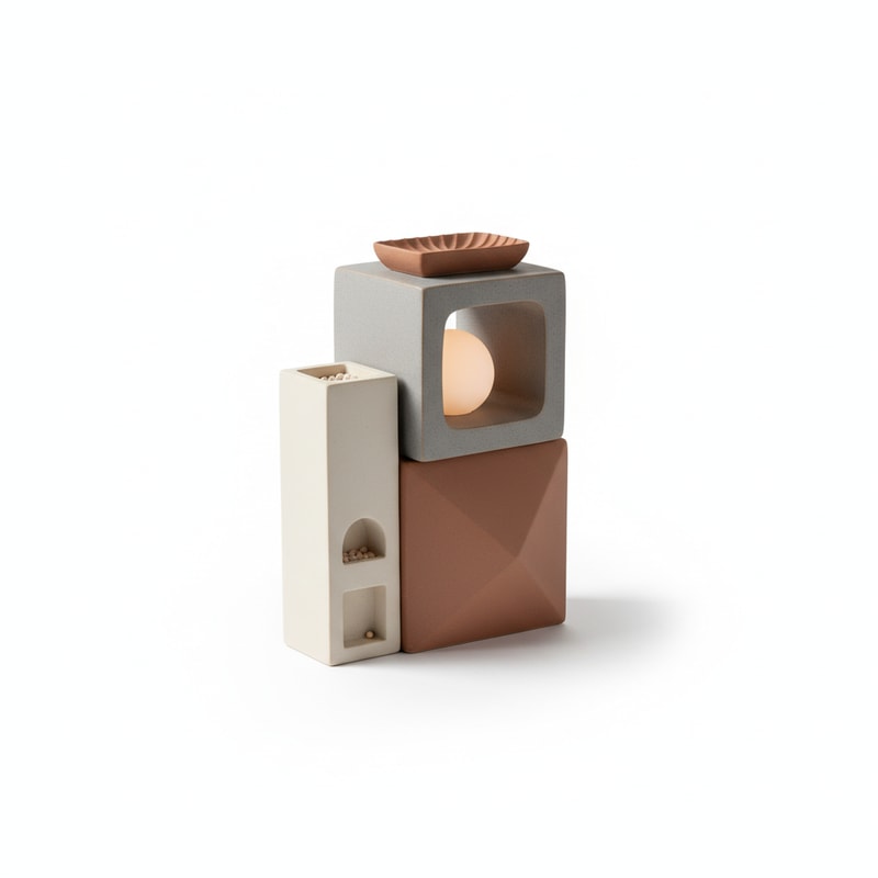 Abstract Geometric Ceramic Sculpture for Modern Desktops