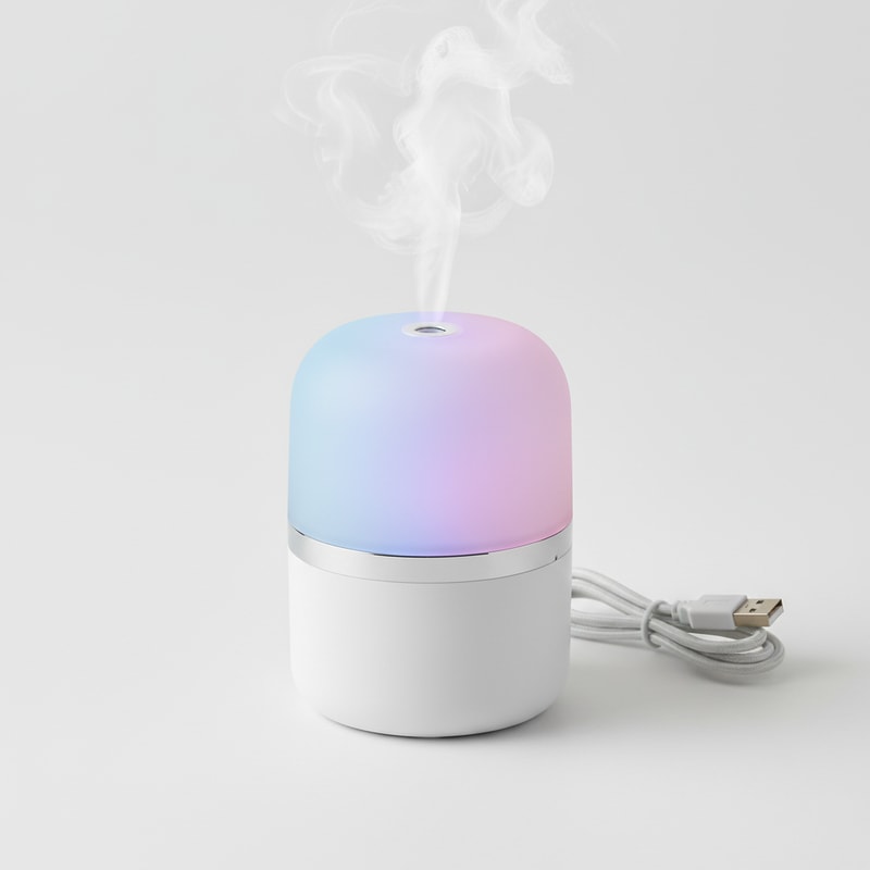 Mini USB Desktop Humidifier with Colorful LED Night Light