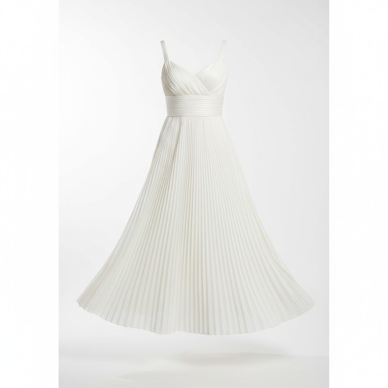 Mes Anges Pleated A-Line Midi Dress