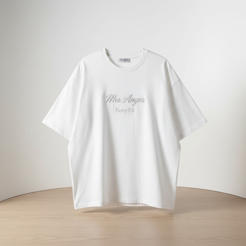 Mes Anges Boxy Fit Embroidered Logo Tee