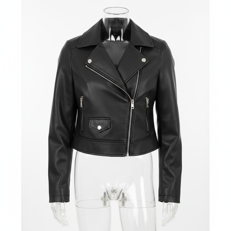 Mes Anges Cropped Faux Leather Jacket