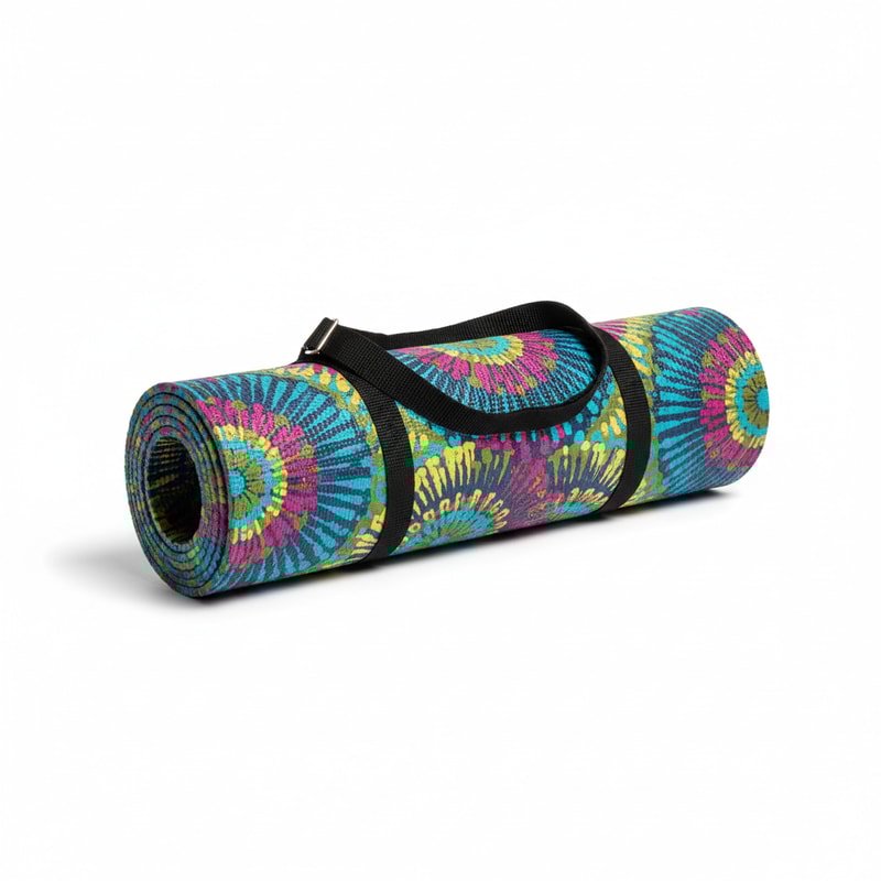 Vibrant Patterned Yoga Mat with Carry Strap Included