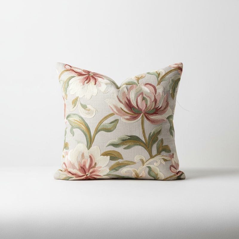 Aura Bloom Embroidered Cushion