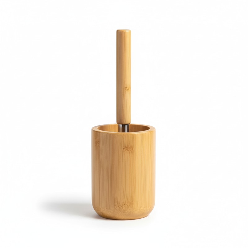 Natural Bamboo Toilet Brush & Holder Set - Slim Hygienic Design