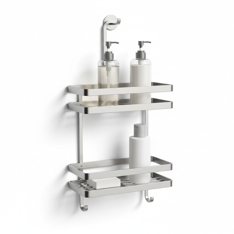Rustproof Stainless Steel Hanging Shower Caddy - 2-Tier Shampoo & Soap Organizer