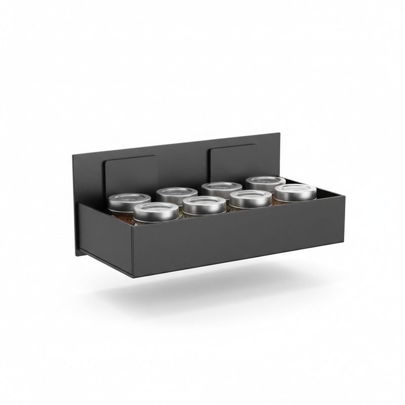 Magnetic Black Metal Refrigerator Spice Rack - No-Drill Wall Mount Shelf