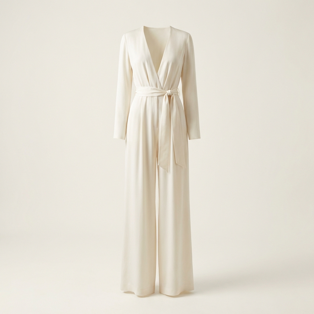 V-Neck Tie Waist Jumpsuit